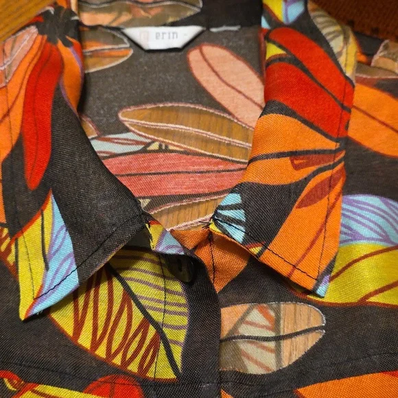 Erin London Linen Blend Semi-Sheer Shirt Jacket 22" P2P - Picture 11 of 12